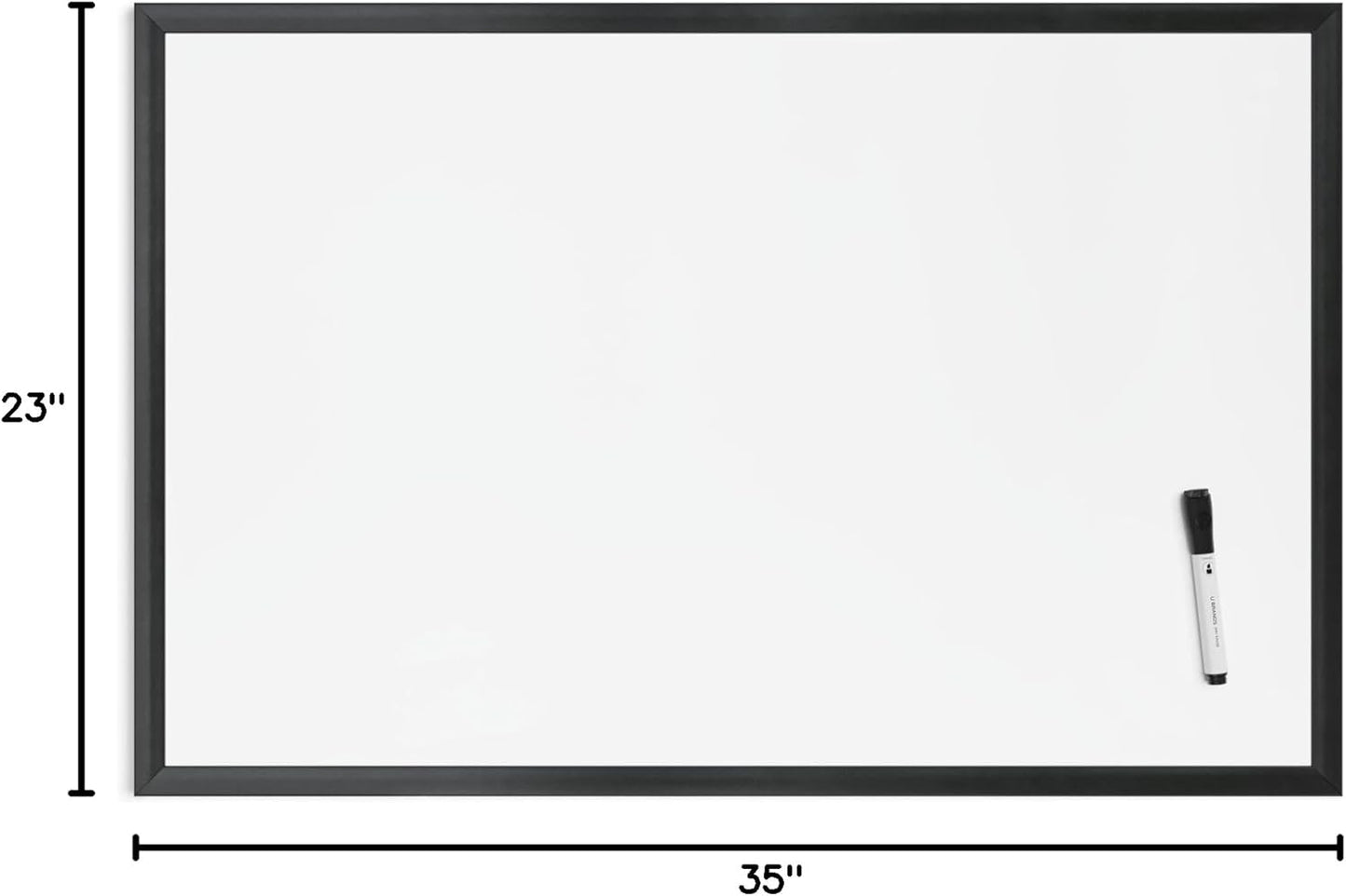 U Brands Framed Magnetic Weekly Calendar Dry Erase White Board, Office Supplies, Black Frame, with Marker, Magnet, 11” x 18”