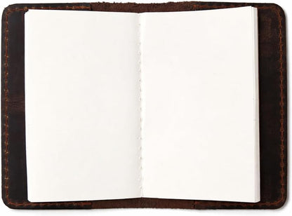 Leather Journal Cover for 2.5 x 4 Inches Pocket Notebooks – Handmade Refillable Mini Notebook Cover – Compatible with Outus, Qeeenar & Similar Small Journals, Travel Memo Pads & Pocket Diaries
