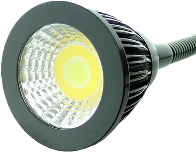 QUANS 5W 3 Colors LED COB Clip on Light Black 19.68 INCH 50 CM Tube Desk Flexible Table Bed Lamp Work Home Design Lighting 110V 220V 85-265VAC with US Plug Switch on Off 500LM (Black)