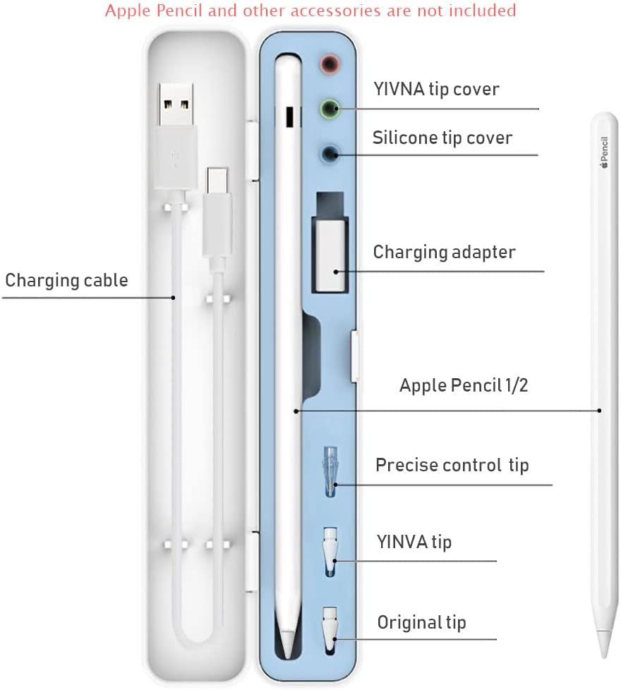 SIXFU Case for Apple Pencil, Storage Case Design for Apple Pen 2nd/ 1st, iPad Pencil Accessories Charging Cable Case for Stylus Pen(White+Pink)
