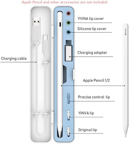 SIXFU Case for Apple Pencil, Storage Case Design for Apple Pen 2nd/ 1st, iPad Pencil Accessories Charging Cable Case for Stylus Pen(White+Pink)