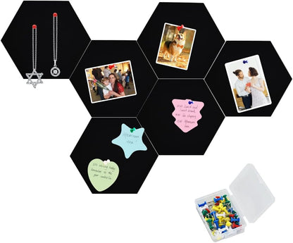 Vuzvuv Black 28"x16" Large Cork Board with 50 Push Pins & Sticky Notes, Self-Adhesive Bulletin Board for Wall, Felt Pin Vision Board for Paste Notes,Schedules Offices Home