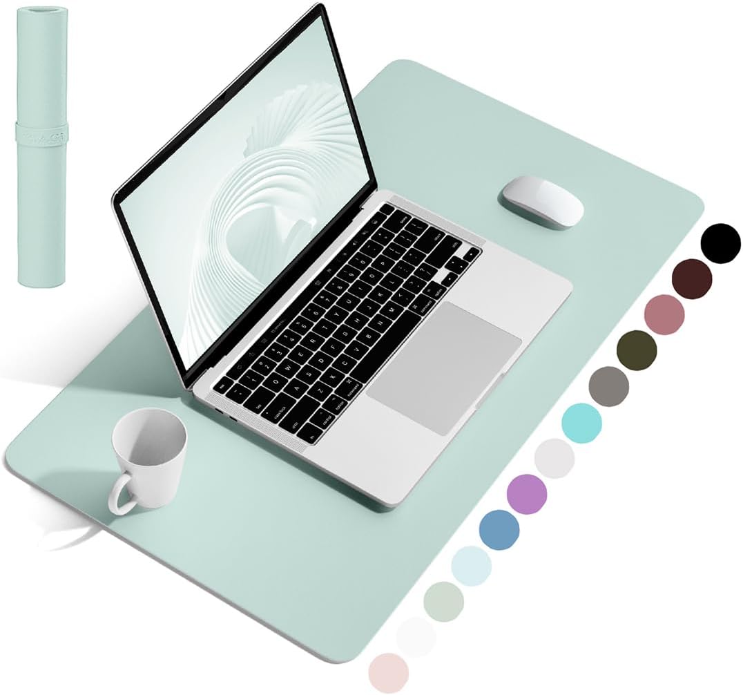 YSAGi Non-Slip Leather Desk Pad, Waterproof Laptop Computer Desk Keyboard Mat, Table Protector Blotter Mat, Large Mouse Pad for Office/Work/Home/Decor(Black, 31.5" x 15.7")