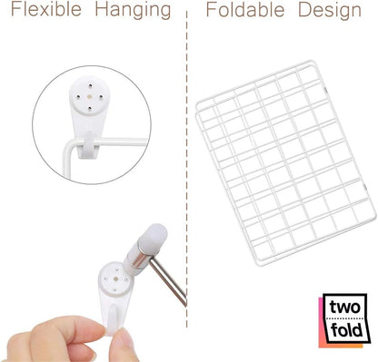 Wire Wall Grid Panel for Photo Display, DIY Iron Picture Frames Collage For Hanging Wall Decor, Foldable Multi Pictures Organizer with 12 Clips, 28'' X 22'' Inch.(2 Pack)