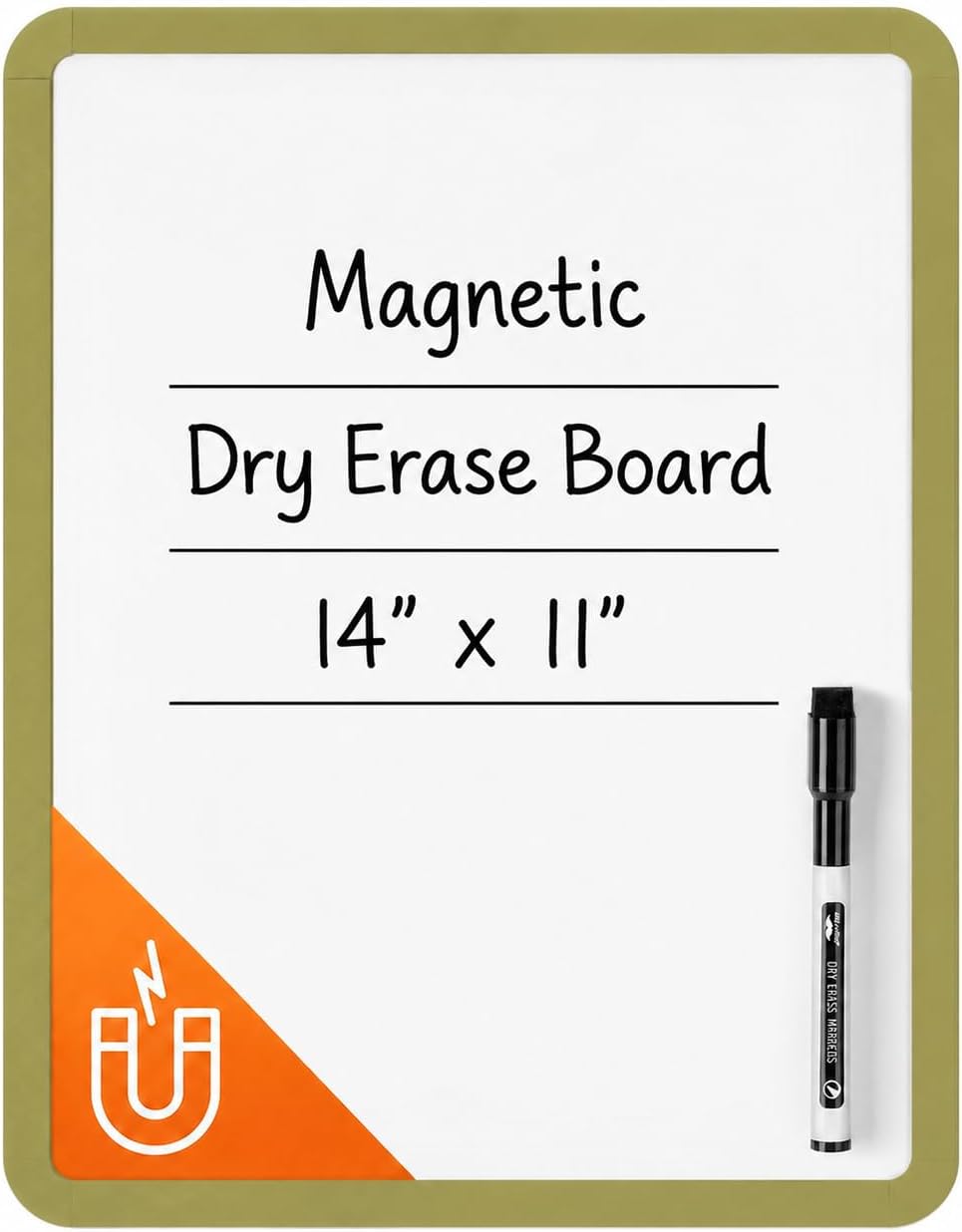 Mr. Pen- Dry Erase Board, 14” x 11” with a Black Dry Erase Marker, White Frame, Small Mini White Board for Students, Fridge, Wall, Locker, Includes Double Sided Tapes