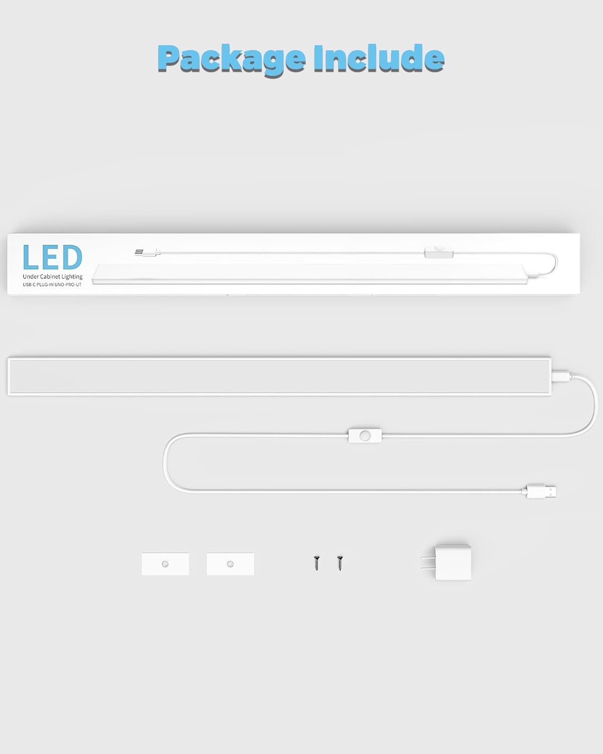 ASOKO Under Cabinet Led Lighting, 12 Inch Light Strip Bar, Daylight White 5000K Dimmable Plug in USB Light, Small Thin Led Under Counter Lighting for Kitchen/Room/Shelf/Desk/Display Case