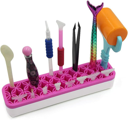 Brush Storage Box Sew Desktop Organizers Diamond Painting Pen Holder Sewing Craft Tool Holder, Rose Red