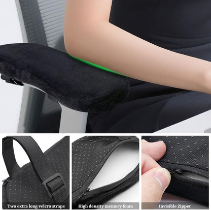2Pcs Navy Thickened Office Chair Armrest Pads to Relieve Forearm Pressure, Suitable for Office Chairs, Wheelchairs, Comfortable Gaming Chairs
