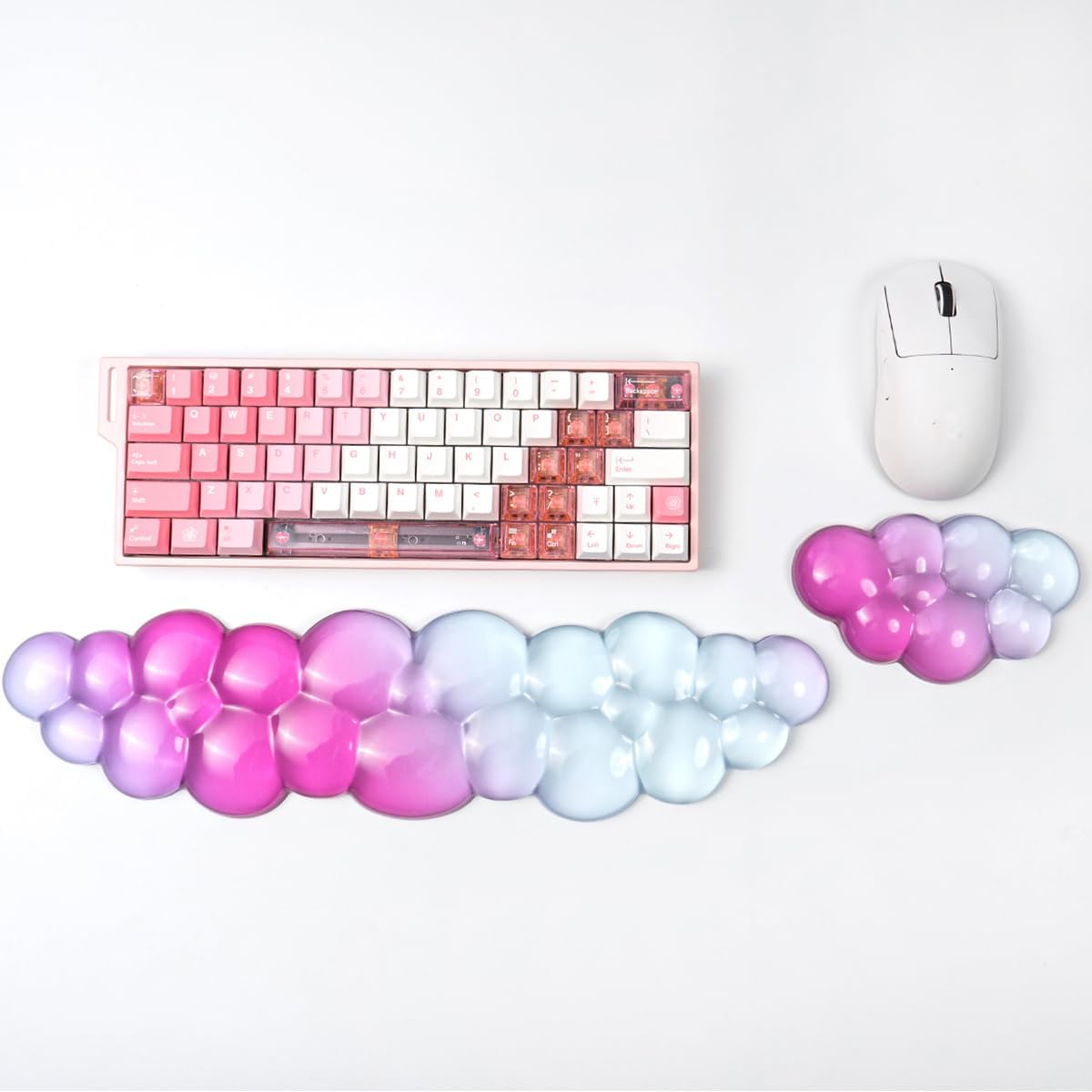 Clear Gel Wrist Rest for Keyboard and Mouse, Green Silicone Mouse Wrist Rest Set, Cute Ergonomic Wrist Rest for Keyboard 60%/75%(Green)