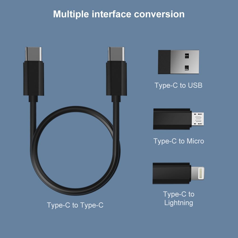 YANZIE USB Adapter Kit, Travel Charging Organizer Case with USB C, Micro USB and Lightning-Compatible Adapters, SIM Card Holder, Eject Pin and Phone Stand for Travel, Office and Car, Black