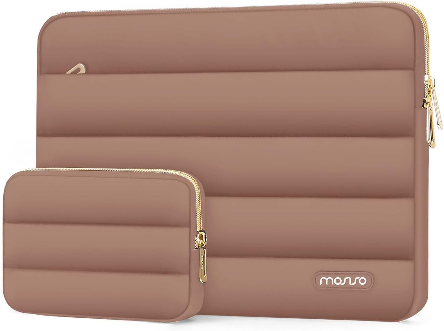 MOSISO Laptop Case 13.3 inch,13-13.3 inch Puffy Laptop Sleeve Compatible with MacBook Neo/Air 13.6 M5 M4 M3 M2 M1/Pro 13/14,HP Dell ASUS Lenovo,Polyester Horizontal Bag with Small Case, Sand