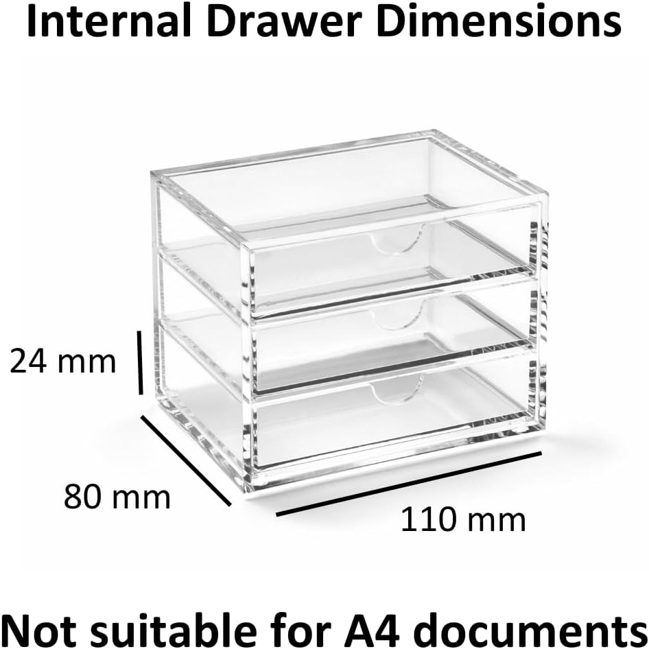 Osco X-Small Clear Acrylic Triple Drawer, (X-Small), A3274