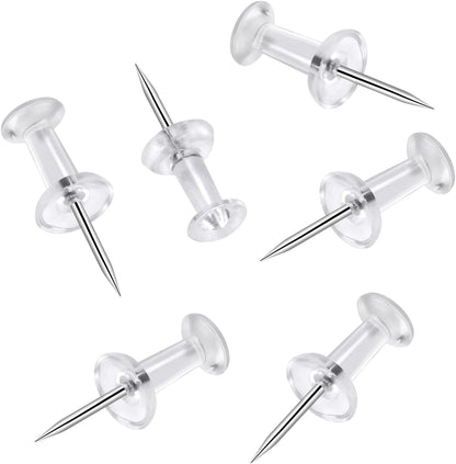 200 Pcs Push Pins Tacks, Thumb Tacks for Wall, Clear Plastic Head, Steel Point, Decorative Push Pins, Standard Thumb Tacks for Bulletin Board, Corkboard, Map, Calendar, Photo, Home, Office