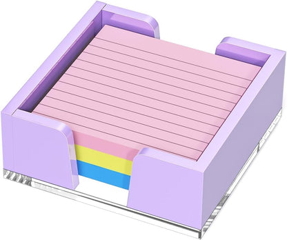 WINFFOR Acrylic Notepad Holder Dispenser - 3x3 in Sticky Note Memo Holder for Desk Organizer (W/O Pads) Office Desk Accessories School Supplies, Crystal Clear