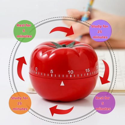 Kitchen Timer, 60-Minute Mechanical Countdown Timer, Red