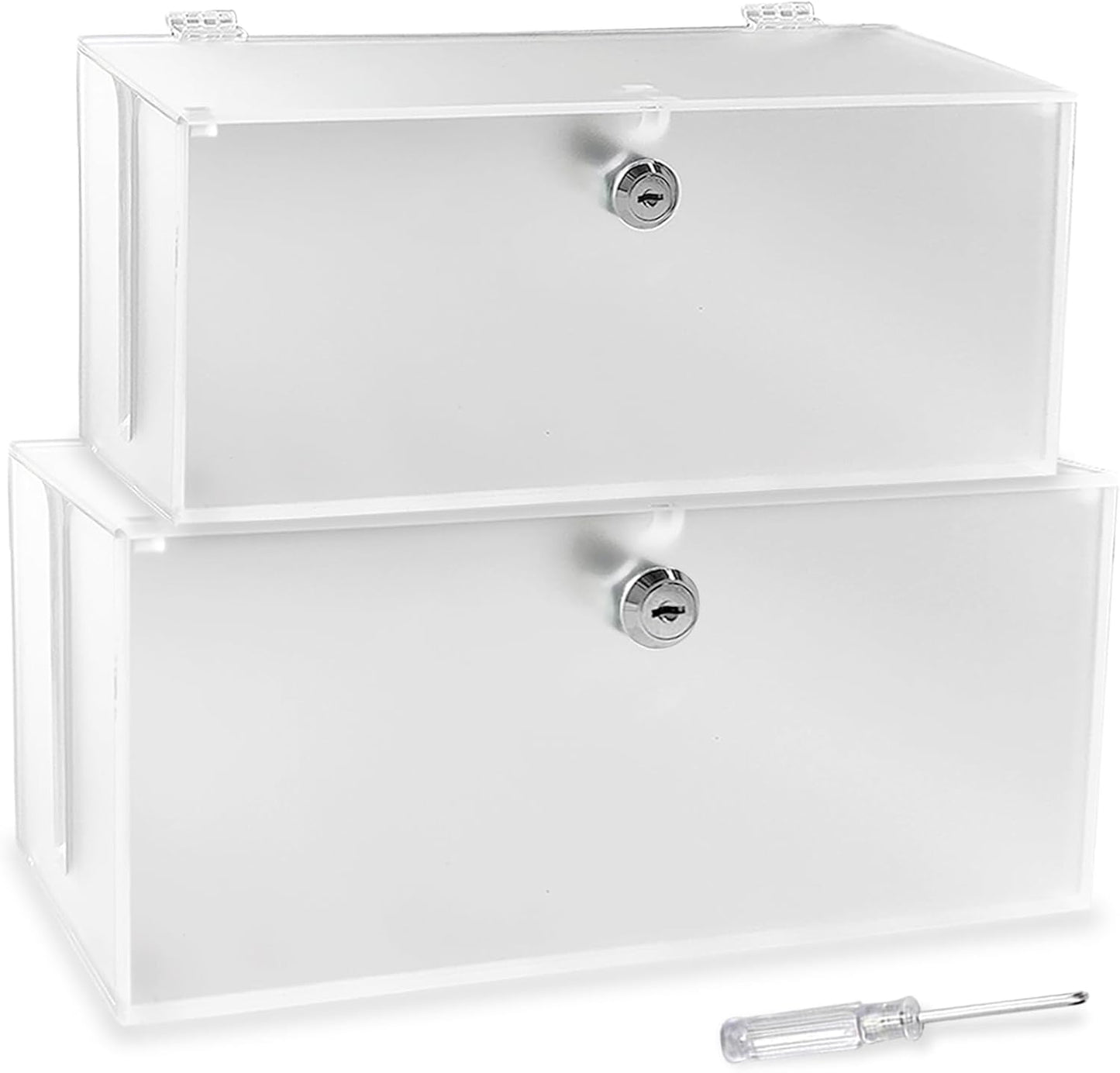 2PC Cable Management Box with Lock,Acrylic,Cable Organizer Box & Power Strip Cover, Wire Organizer for Surge Protector Power Strip,TV Computer,Cable Wires of Home,Office,Child and Pet Proof
