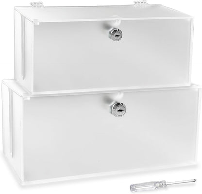 2PC Cable Management Box with Lock,Acrylic,Cable Organizer Box & Power Strip Cover, Wire Organizer for Surge Protector Power Strip,TV Computer,Cable Wires of Home,Office,Child and Pet Proof