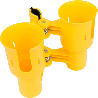 ROBOCUP, (White), Patented Clamp On Boat Cup Holder |Multifunction Dual Drink Caddy for Fishing Poles, Tools, Net, Gaff |Portable Storage for Boating, Beach, Umbrellas, Golf Carts, Strollers