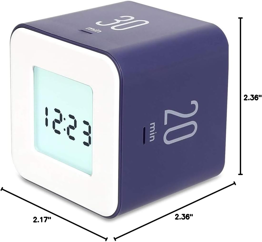 mooas Multi Clock Time Cube Timer (White), Alarm & Backlight Desk Productivity for ADHD Kids Classroom Study, Kitchen, Cooking, Desk, Office, Time Management 5,15,30,60 min Timer Various Setting