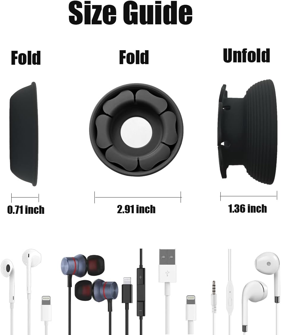 MAIRUI Wired Earbud Case Earphone Headphone Cord Organizer Earbuds Wrap Soft Silicone Magnetic Holder Storage Tangle Free Cable Winder(Red)