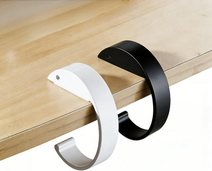 2-Pack Sleek Aluminum Alloy Bag Hook for Table Edge, Clipa Bag Hanger - Secure Purse Table Hook for Desk, Kitchen, Dorm (Black & White