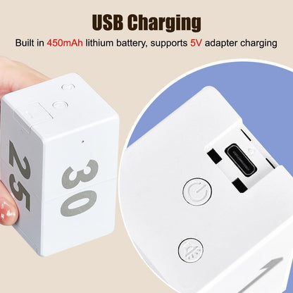 Pomodoro Timer Cube, Desk Productivity Time Management Tool with 10 Timer Presets, Adjustable Volume Small Pomodoro Cube for Task Work Cooking Kitchen