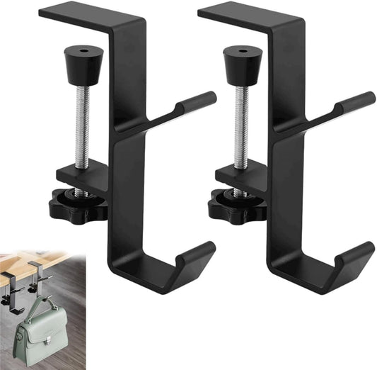 3PCS Desk Mount Bag Holder Hook Clamp,On Backpack Hanger Portable Desk Mount Headphones Holder for Reduce Desk Clutter Table Desk Table Hanging Storage
