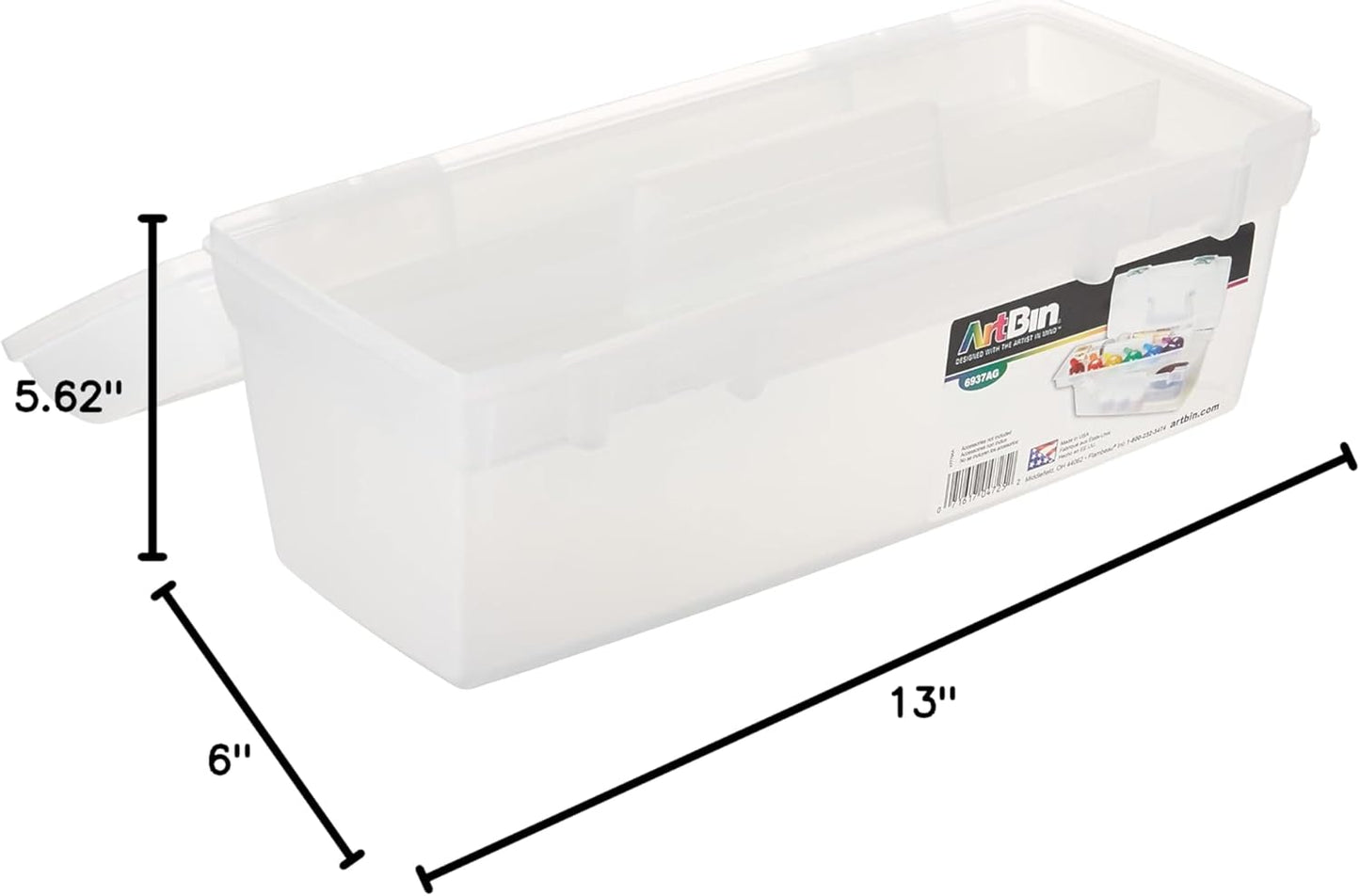 ArtBin 6937AG Essentials Lift-Out Tray Box, Portable Art & Craft Organizer with Handle and Tray, Clear/Aqua