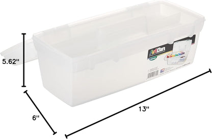 ArtBin 6937AG Essentials Lift-Out Tray Box, Portable Art & Craft Organizer with Handle and Tray, Clear/Aqua
