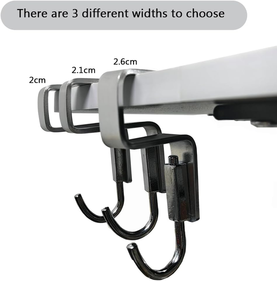 2 Pcs Desk Hook, Student Desktop Nail-Free Hook, Under Table Hook for Schoolbag, Space Aluminium Alloy, Hanger Hooks for Bag Purse Clothes Backpack Holder, Suitable for 2.5 cm/0.98" Thick Plate