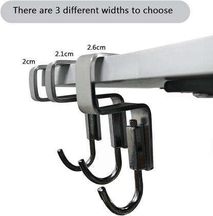 2 Pcs Desk Hook, Student Desktop Nail-Free Hook, Under Table Hook for Schoolbag, Space Aluminium Alloy, Hanger Hooks for Bag Purse Clothes Backpack Holder, Suitable for 2.5 cm/0.98" Thick Plate