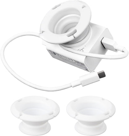 3-Pack Silicone Foldable Charger Cord Organizer – Collapsible Cable Winder & Appliance Cord Holder Compatible with MacBook, PC, USB-C Chargers, and Adapters, Cruise Travel Essentials 2026 (White)