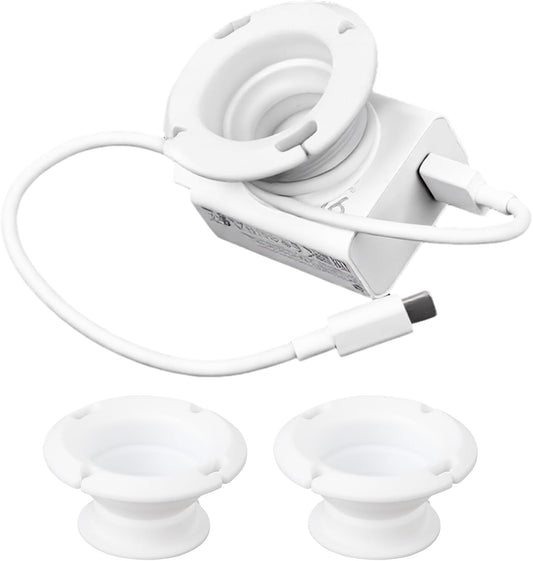 3-Pack Silicone Foldable Charger Cord Organizer – Collapsible Cable Winder & Appliance Cord Holder Compatible with MacBook, PC, USB-C Chargers, and Adapters, Cruise Travel Essentials 2026 (White)