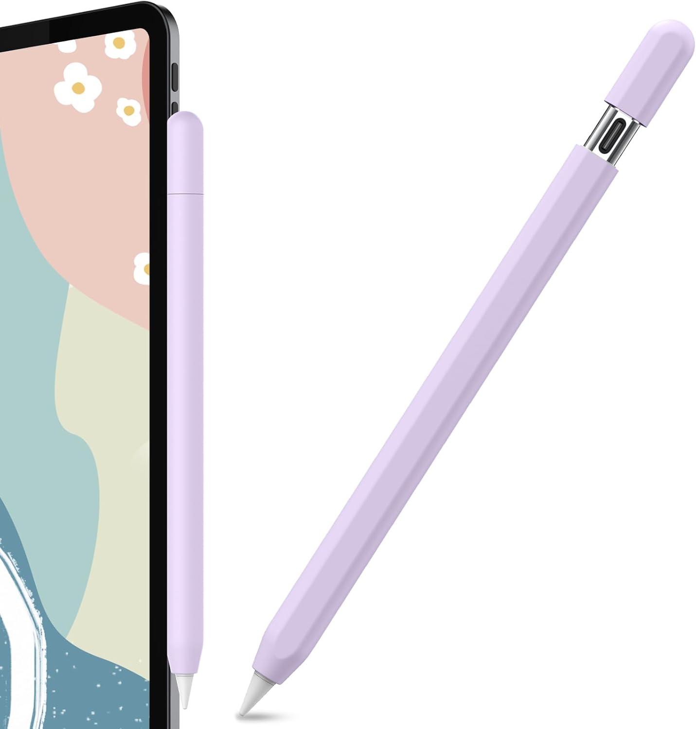 AhaStyle Silicone Case for Apple Pencil (USB-C) 2023 Ultra Thin Proteative Cover Skin Apple Pencil Sleeve Anti-Slip Grip Compatible with Apple Pencil USB C (Lavender)