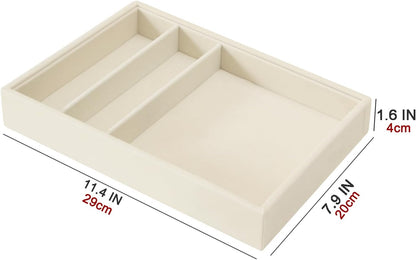 Bedside Organizer - Multi-use Holder for Desk Drawer, Nightstand, Desktop - Catchall Tray for Jewelry, Sunglasses, Phone, Watch, Perfume, Lipstick (Beige 5Grid)