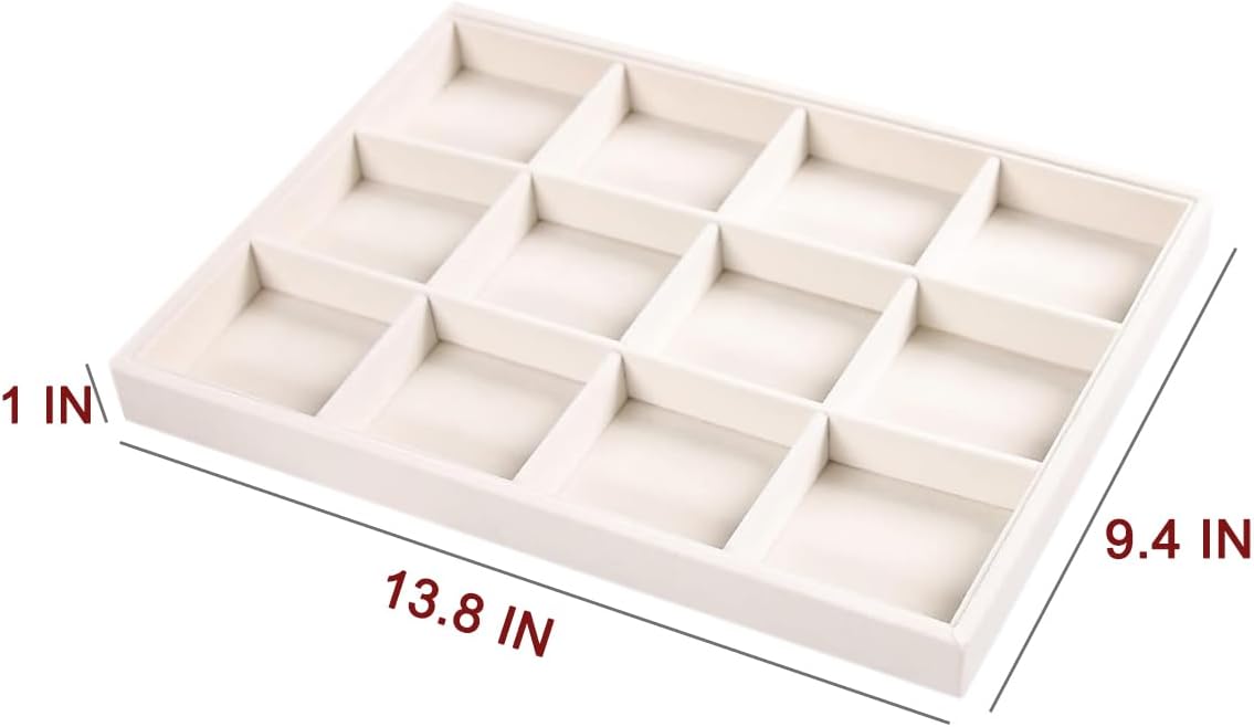 Coward Sunglass Organizer, Beige Velvet Glasses Trays - Eyeglasses Watches Jewelry Display - Men Women (8 Grids)