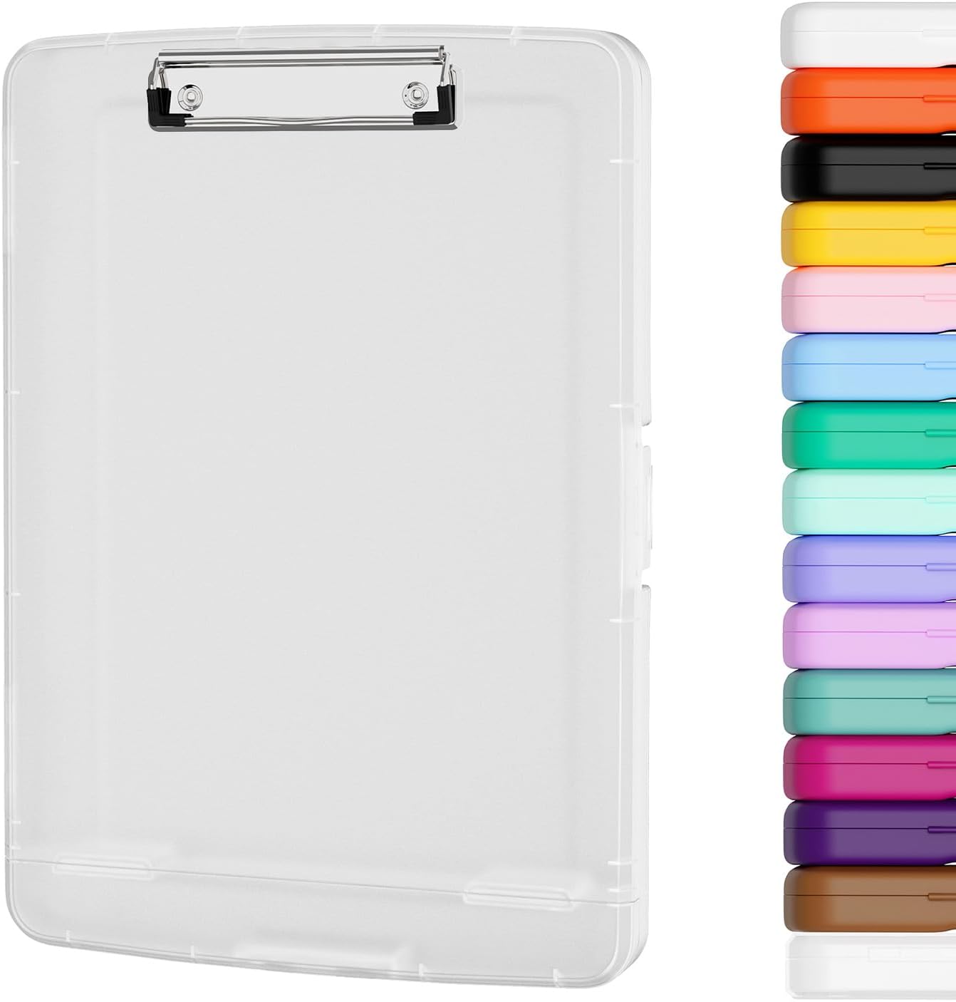 Piasoenc Clipboard with Storage, 8.5 x 11 Organization Box with Pen Holder and A4 Legal Paper Folder, Folio & Side-Opening, Low Profile Clip,for Nurses,Teachers, Size 14 x 9.6 x 1.2 in, Black