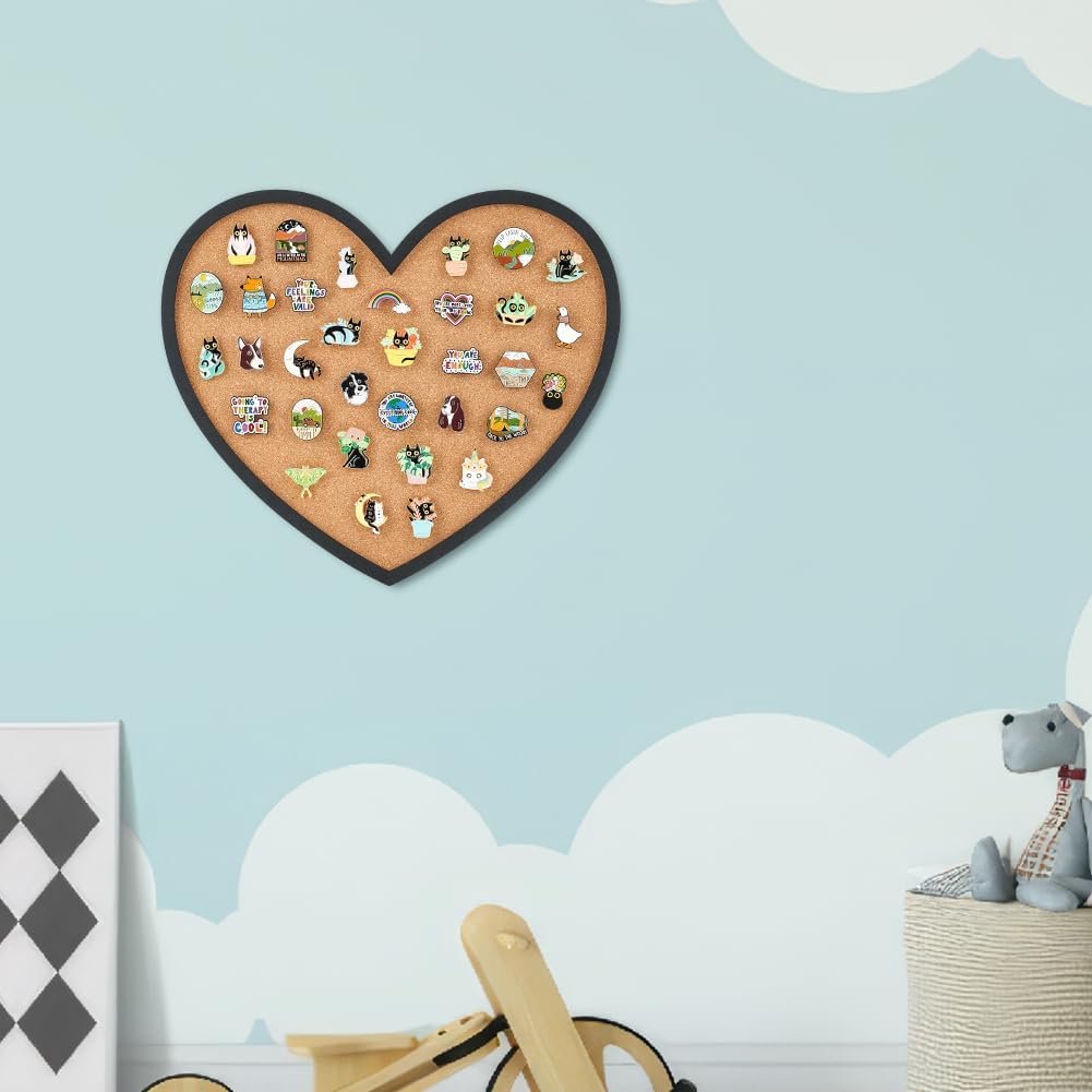 BENECREAT Pin Board Square Cork Board, 0.8inch Thick Bulletin Display Board Wall Mounted Cork Board for Brooch Pin Storage, Office Home Festival Wedding Decor, 7.8x7.8inch