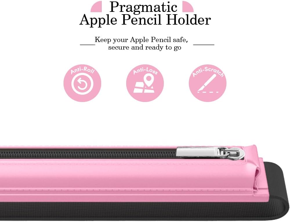 MoKo Pencil Case Fit Apple Pencil Pro, iPencil (USB-C), Apple Pencil 1st/2nd Generation, Stylus Pencil Sleeve PU Leather Zipper Pouch with Elastic Band for 9.7"-12.9" Tablet, Space Gray