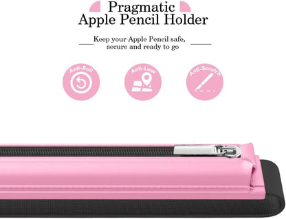 MoKo Pencil Case Fit Apple Pencil Pro, iPencil (USB-C), Apple Pencil 1st/2nd Generation, Stylus Pencil Sleeve PU Leather Zipper Pouch with Elastic Band for 9.7"-12.9" Tablet, Space Gray