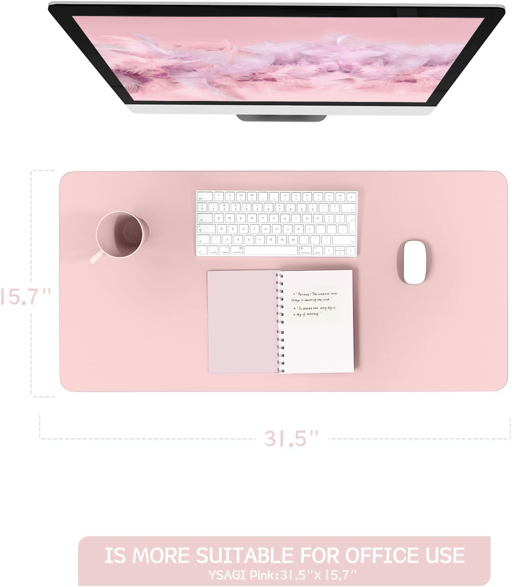 YSAGi Non-Slip Leather Desk Pad, Waterproof Laptop Computer Desk Keyboard Mat, Table Protector Blotter Mat, Large Mouse Pad for Office/Work/Home/Decor(Black, 31.5" x 15.7")