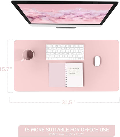 YSAGi Non-Slip Leather Desk Pad, Waterproof Laptop Computer Desk Keyboard Mat, Table Protector Blotter Mat, Large Mouse Pad for Office/Work/Home/Decor(Black, 31.5" x 15.7")