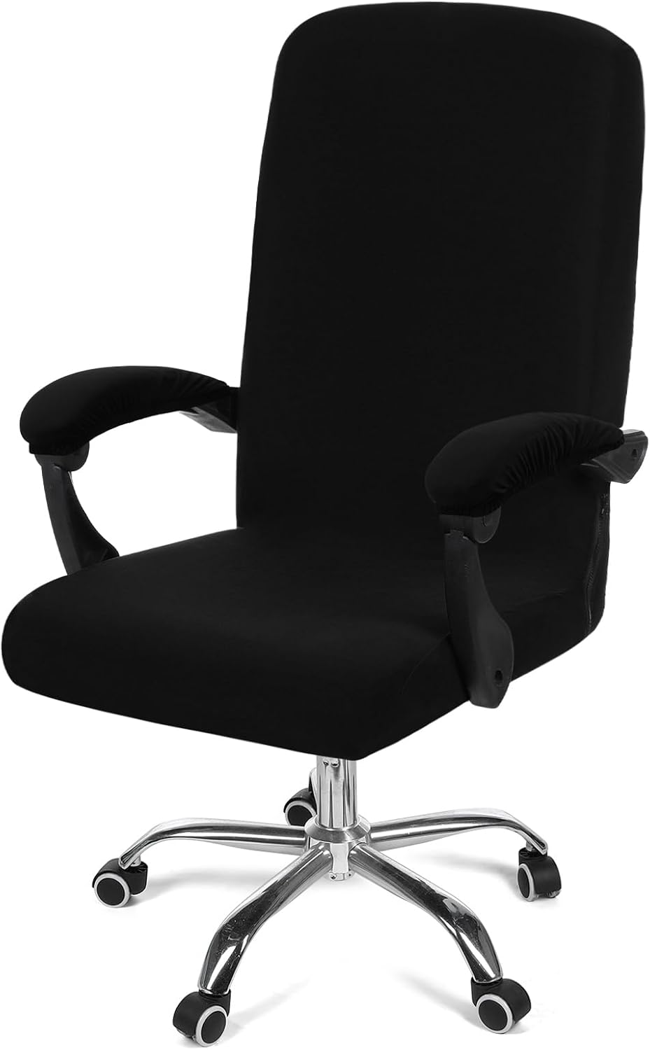 Smiry Stretch Printed Office Chair Armrest Covers, 2 Pcs Soft Fit Removable Washable Computer Desk Chair Arm Covers Protector, Black