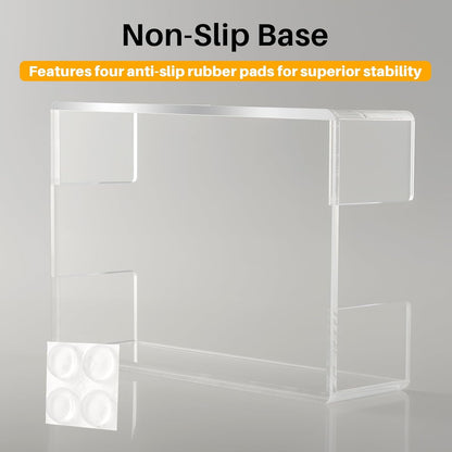Acrylic Sticky Note Holder, 3x3 Inch Clear Dual Openings Square Notepad Organizer with Anti-Slip Base, Sticky Note Dispenser Memo Holder Case for Desk Office School Supplies(No Pads)