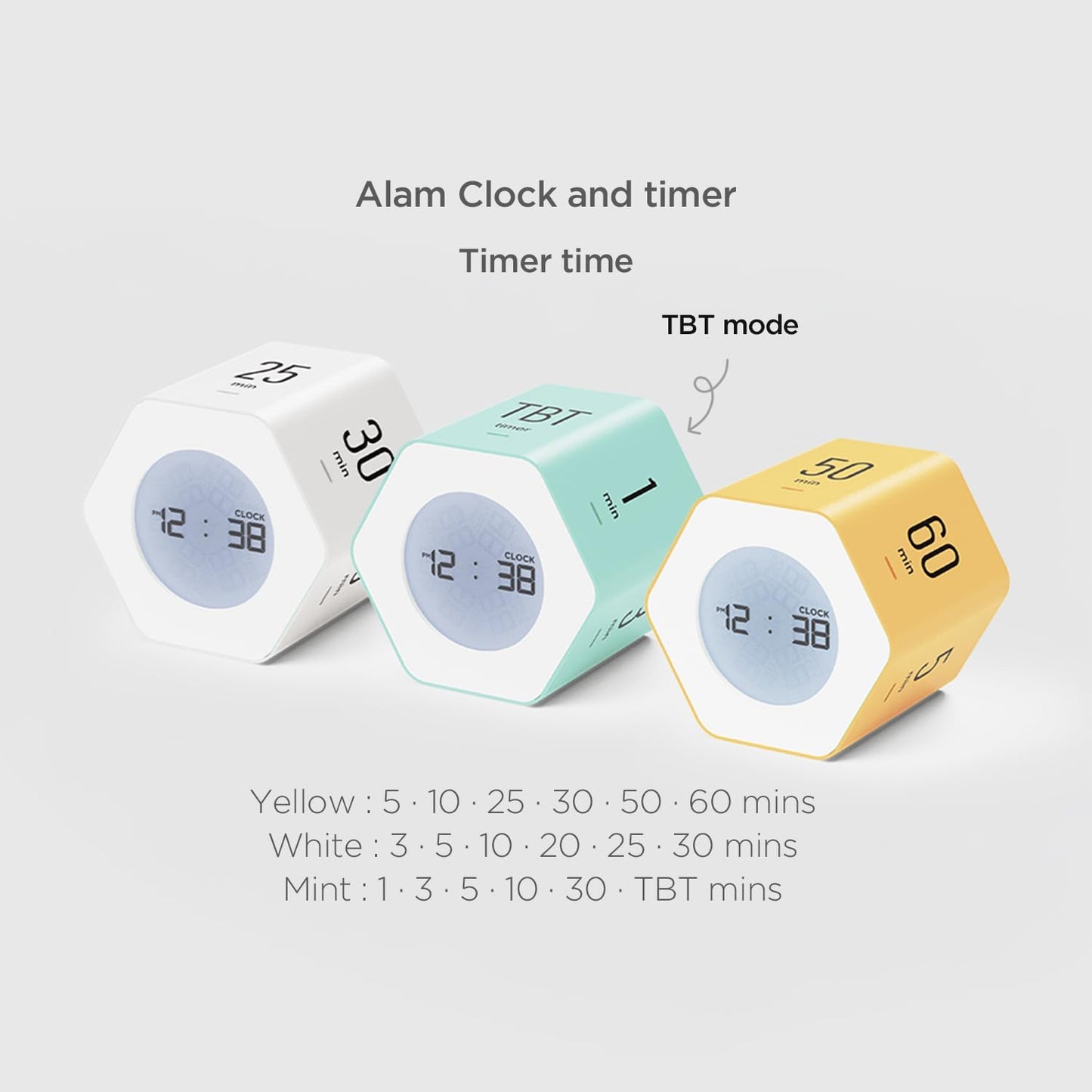 Mooas Multi-Hexagon Clock Cube, Digital Clock, Pomodoro Timer with Backlight 12/24H Count up & Countdown, Flip Timer, Various Time Presets - Ideal for Classroom, Gym, Office (Yellow)
