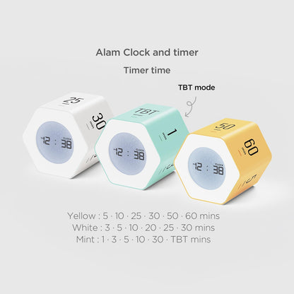 Mooas Multi-Hexagon Clock Cube, Digital Clock, Pomodoro Timer with Backlight 12/24H Count up & Countdown, Flip Timer, Various Time Presets - Ideal for Classroom, Gym, Office (Yellow)