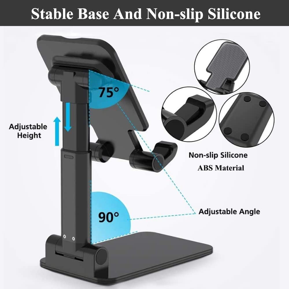 Meetuo 2 Pcs Cell Phone Stand, Adjustable Angle Height Phone Stand for Desk, Fully Foldable/Portable Phone Holder, Compatible with iPhone 17/16/15/14/13/12/Smartphones