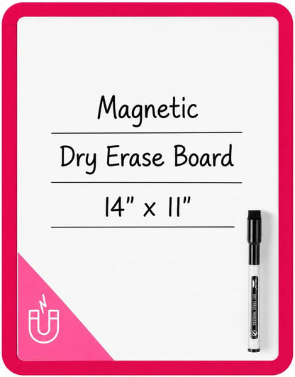 Mr. Pen- Dry Erase Board, 14” x 11” with a Black Dry Erase Marker, White Frame, Small Mini White Board for Students, Fridge, Wall, Locker, Includes Double Sided Tapes