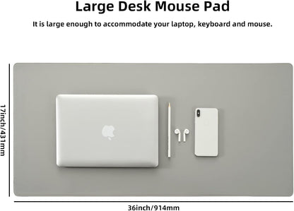 Leather Desk Pad,Wolaile 36x17 inch Large Mouse Pad,Waterproof Non-Slip Writing Desk Blotter,Computer Mat Desktop Protector for Office Home,Black