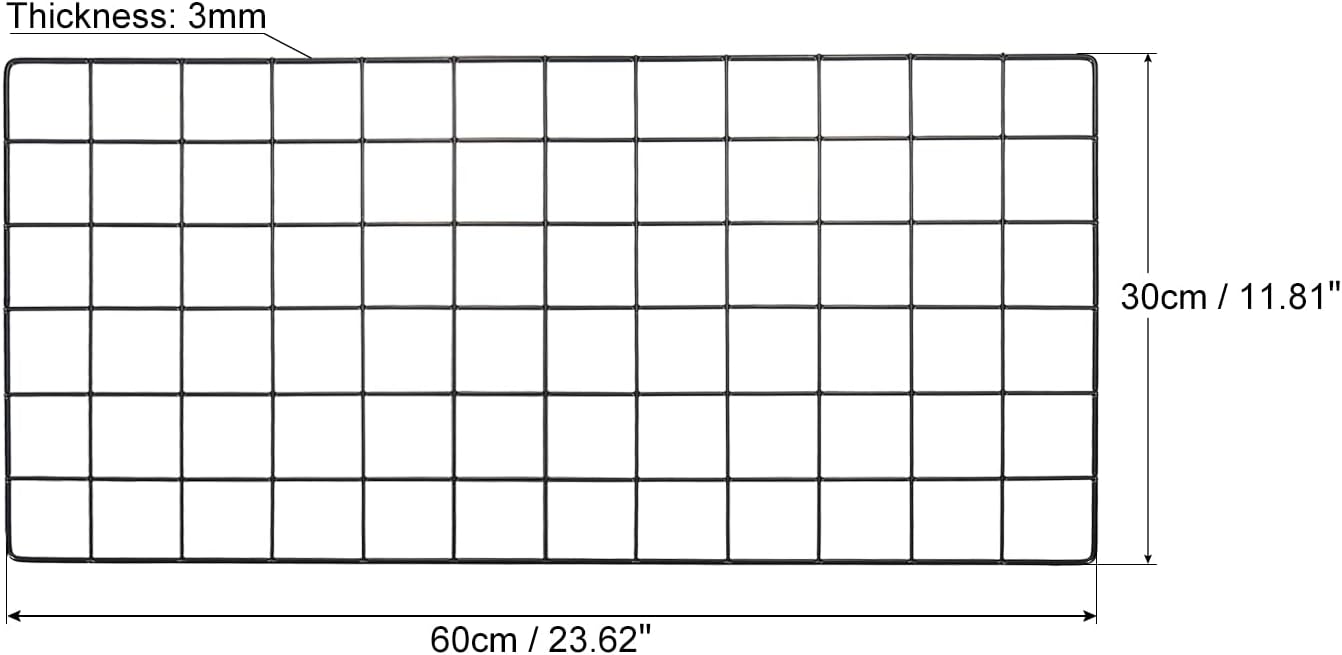 PATIKIL 16"x12" Wire Grid Panel, 1 Pack Wall Grid Decorative Panels Board Photo Pictures Display Decor Hanging Organizer for Home Office, Black
